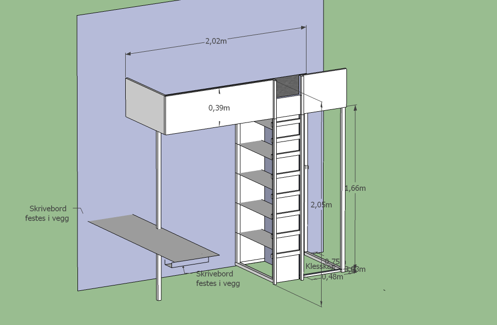 Planlagt kombinert loftsseng/klesskåp/bokhylle/skrivebordsmøbel i lite rom - barnerom-skisse2.png - hallvors