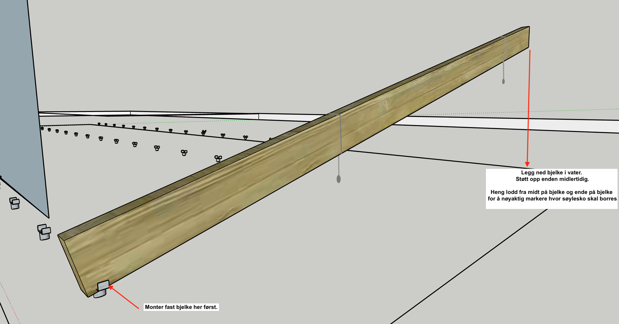 Platting - byggemåte - Step 2 - fest bjelke og vatre midlertidig.png - Terves