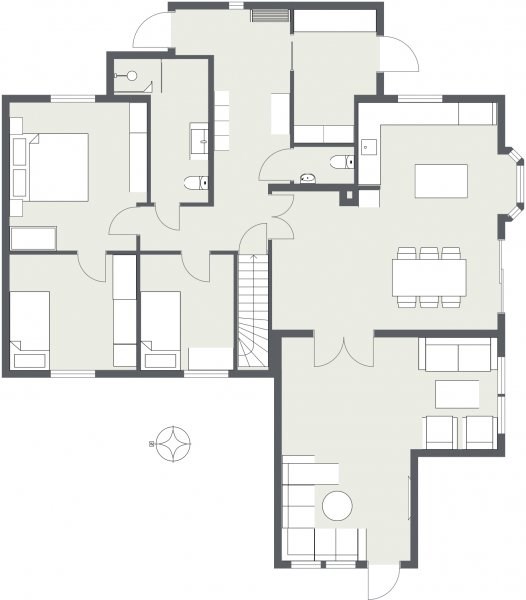 Ønsker innspill på endret planløsning på hus fra 1970 (Flytte kjøkken) - RoomSketcher 2D Floor Plan med vaskerom.jpg - Anonym