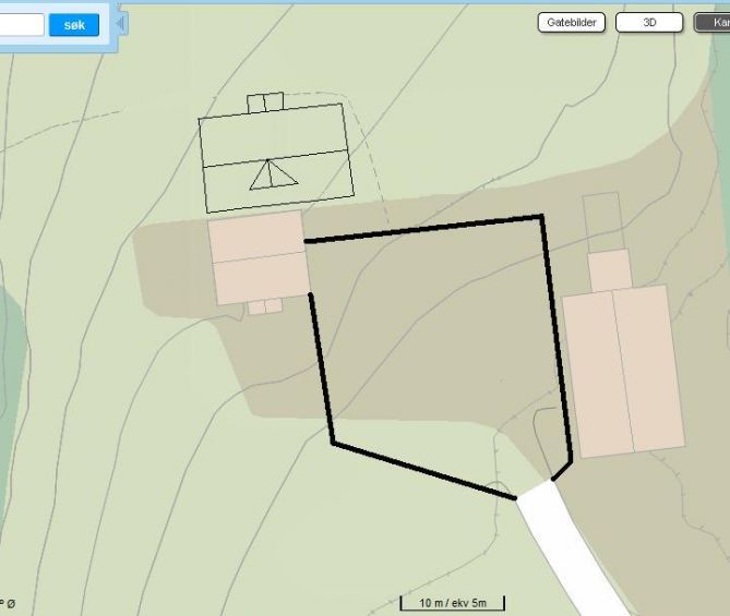 Plassering av hus/tilbygg? Trenger innspill! - Småbruk situasjonskart 2.jpg - Nyland87