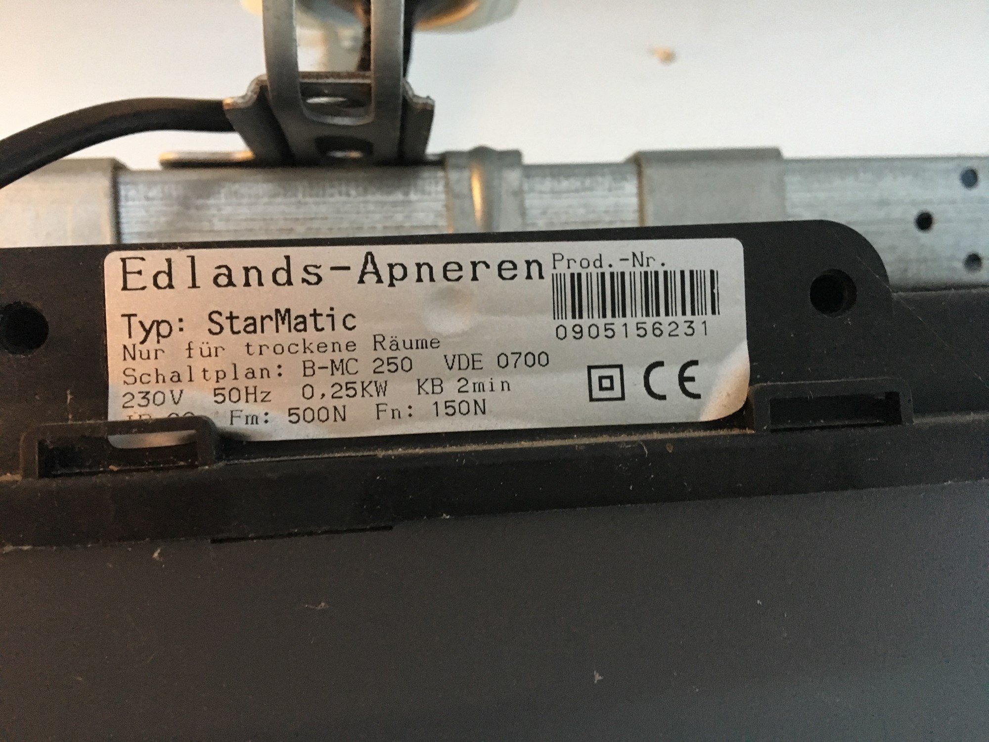 Garasjeportåpner Edlands-Åpneren 250 Starmatic virker ikke - IMG_3490.JPG - GunnarBM