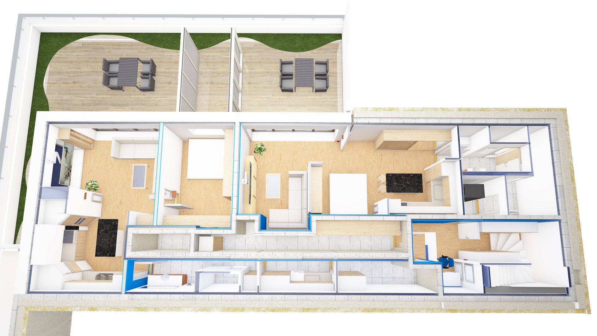 Planløsning, Ett plan, Betongelementer, Flatt Tak - 3D_floorplan 8 (1).jpg - famadorian