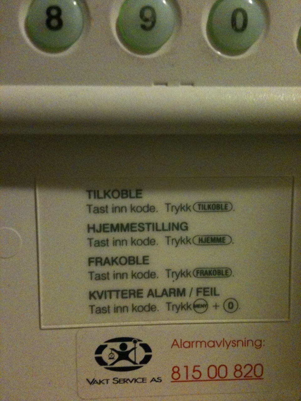 Brukermanual: Vaktservice alarmpanel (1998 model?) - alarmpanel.jpg - davidoff