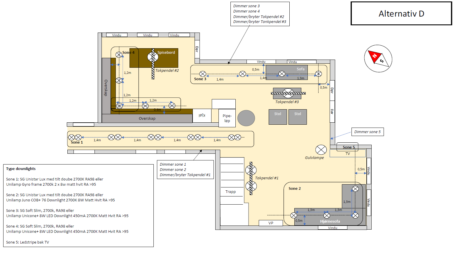 Plassering Av Downlights Og Anbefalt Type - Side 2 - ByggeBolig