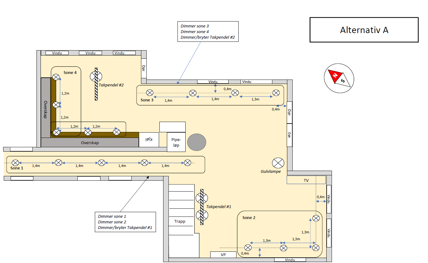 Plassering av downlights og anbefalt type - Plassering downlights alternativ A.png - isberg