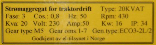 20 kva traktoraggregat - Dataskilt.jpg - snuble