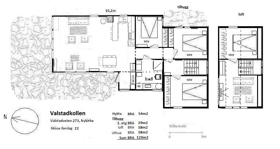 Bidda: tilbygg til hytta, Part 1 - skisse hytte-22 plan.jpg - Bidda