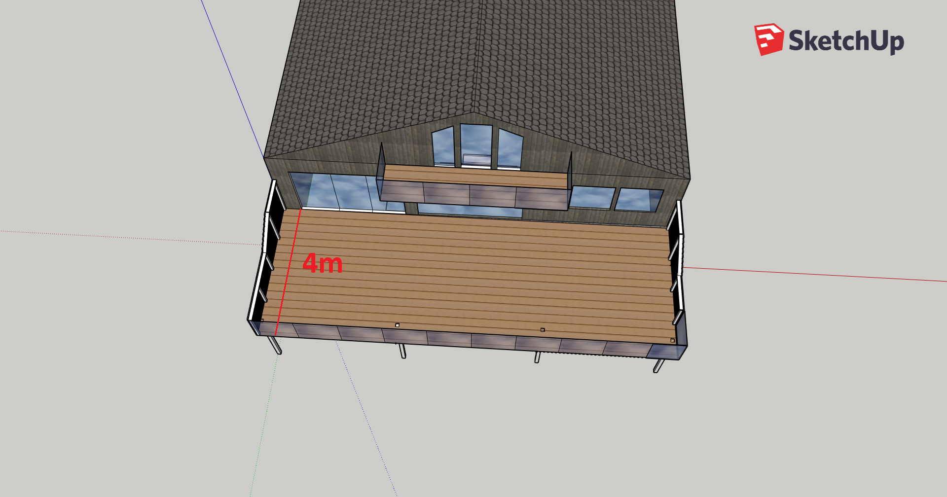 Bygge terrasse. 4m avstand mellom søyler, mulig? - Q:\4. Prosess\5. Lab\Ben\Privat\Terrasse 1.png - benebni89