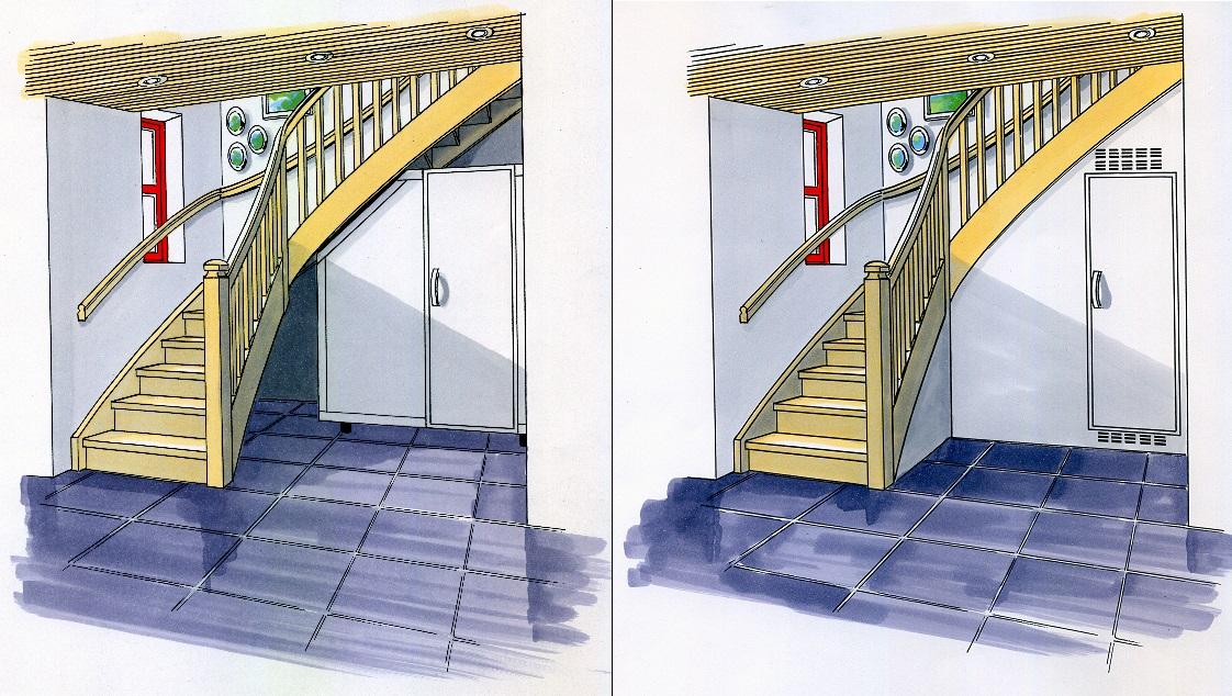 jorgenw: Skap/bod under trapp - kjølerom under trapp.jpg - Thermocold