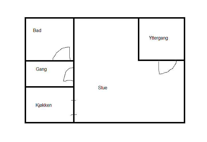 Fra ettroms til toroms med åpen kjøkkenløsning - hybel - Hybel1.png - dagdrømmern