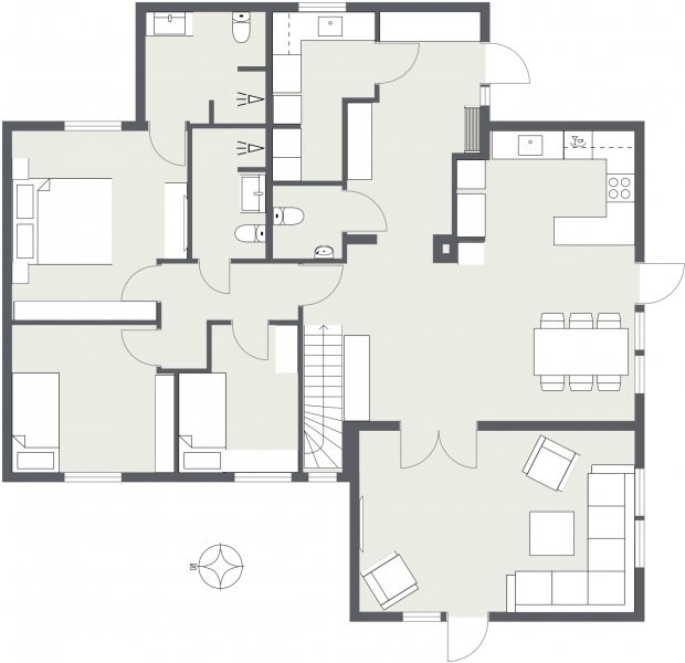 Ønsker innspill på endret planløsning på hus fra 1970 (Flytte kjøkken) - a°pentrapp.jpg - Anonym