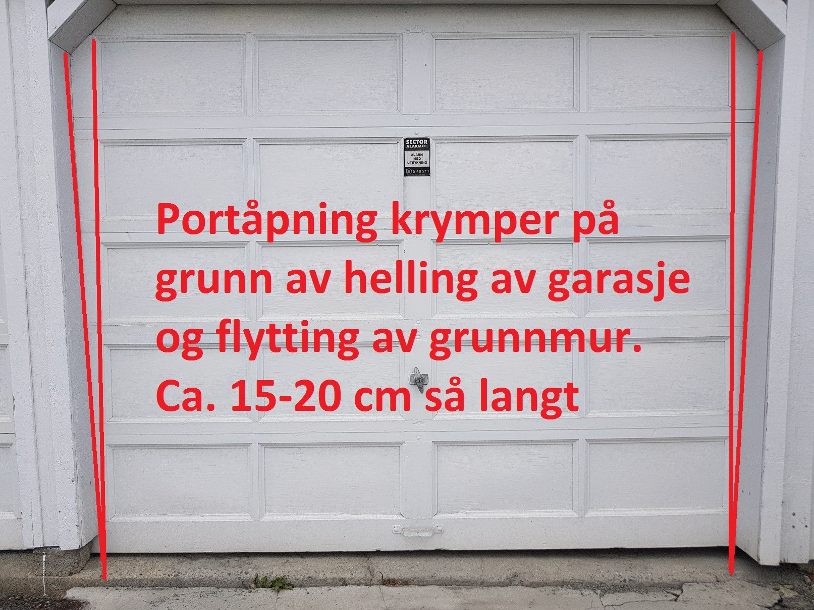 Tips til retting av forflyttet lekagrunnmur til garasje - 20180614_1916552.jpg - Spud80