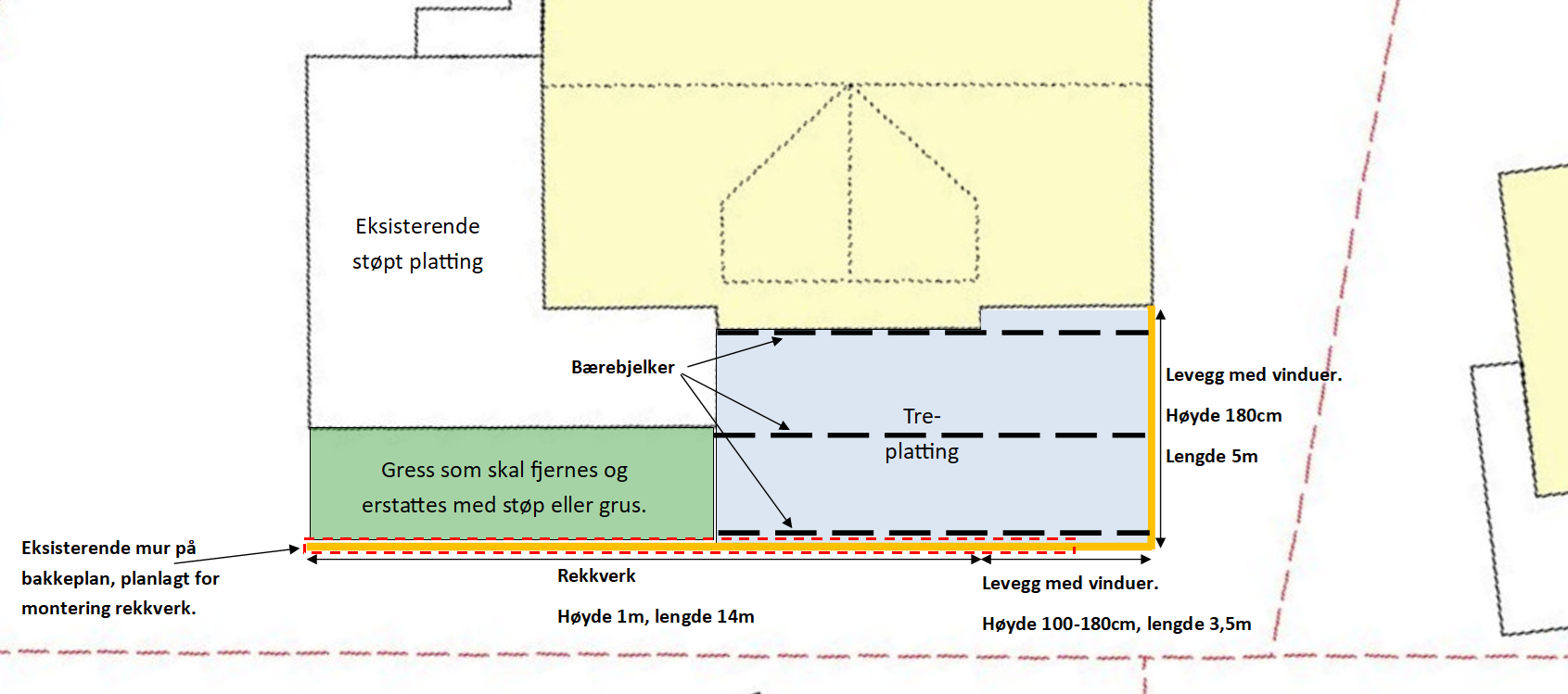 Tips til bygging av terrasse med levegg og mulighet til senere takoverbygg. - EnkelSkisseTerrasse.png - Nettulf