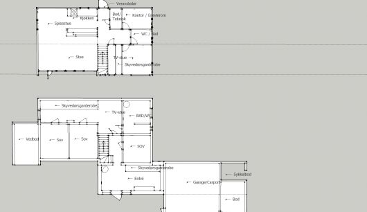 10tomler: Ønsker forslag til oppgradering av husbankhus på skråtomt - 20090828  plantegning v7.jpg - 10tomler