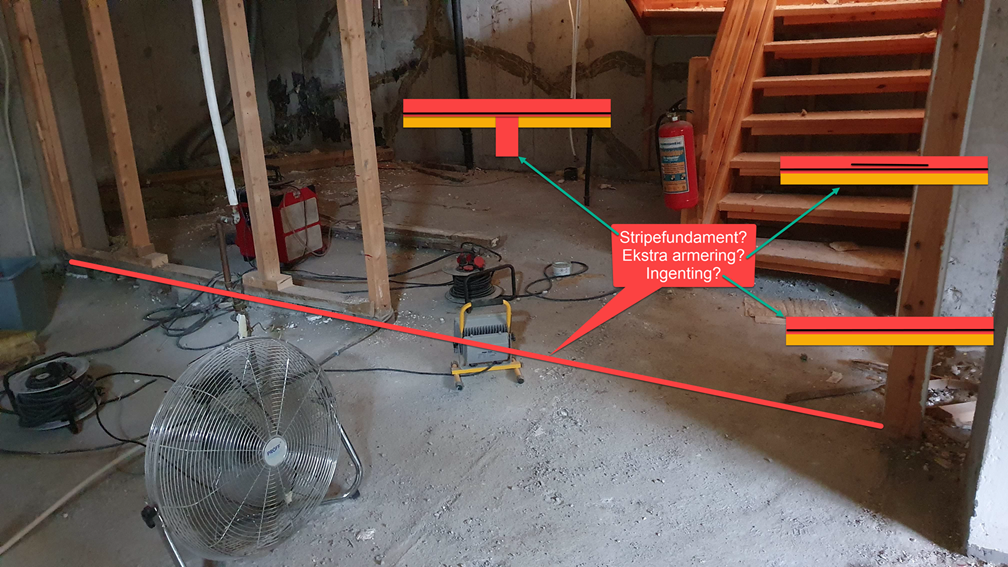 Fundament i eksisterende plate på mark - vegg.png - ByggIngOle