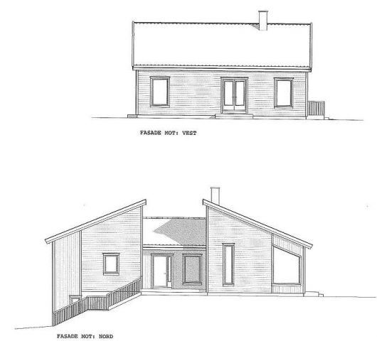 Lille Mie: Vårt byggeprosjekt - omtegnet Blink hus Bømlo - Fasader vest og nord.jpg - Lille Mie