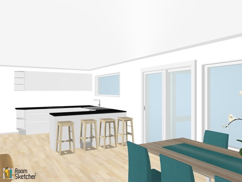 Stort og godt kjøkken midt i huset - innspill på foreslått løsning - RoomSketcher Snapshot kjøkken 2.jpg - emilskj