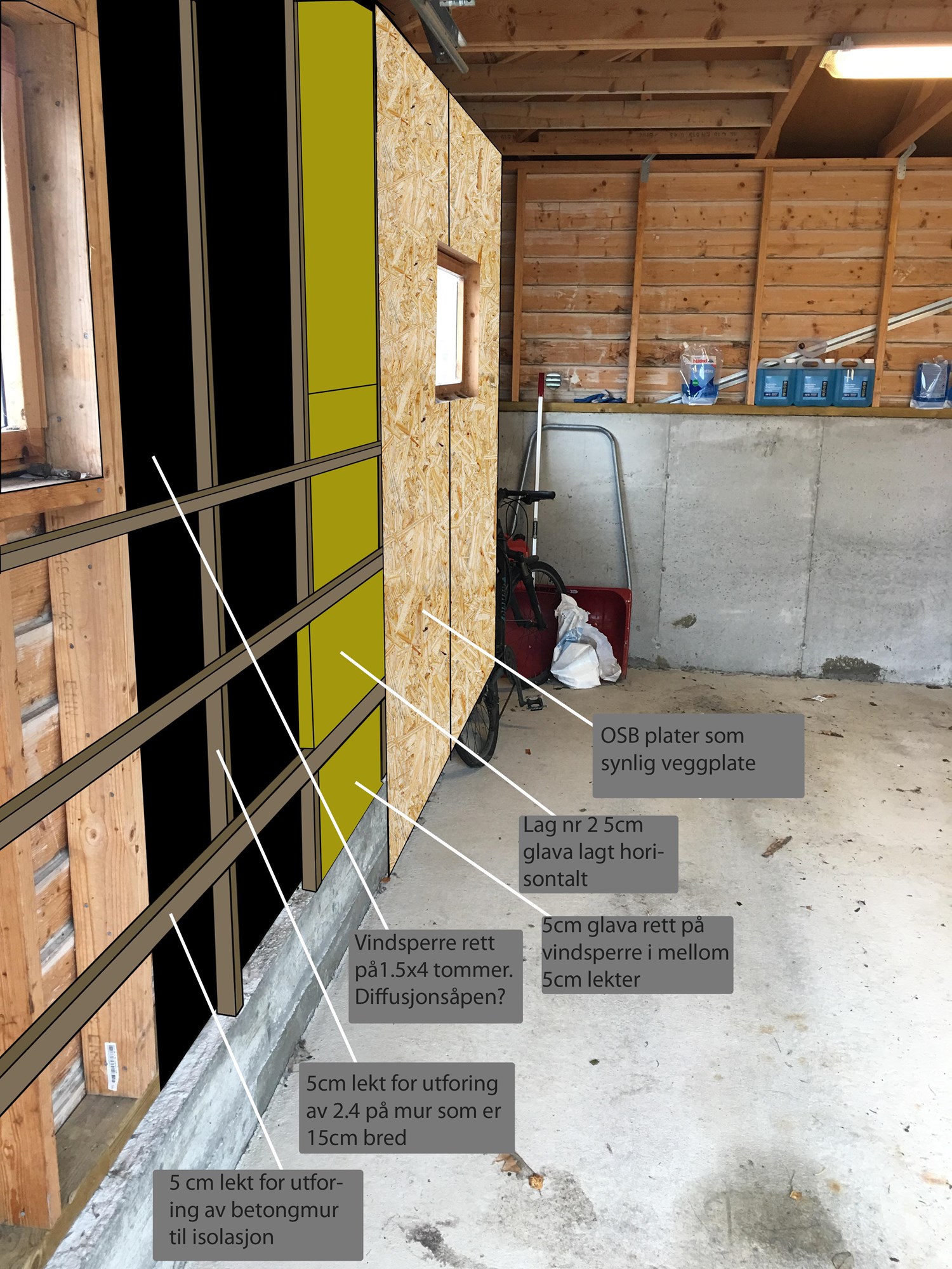 Isolere garasje - bygge om til kontorlokale - Garasjeprosjekt.jpg - Tremblerino