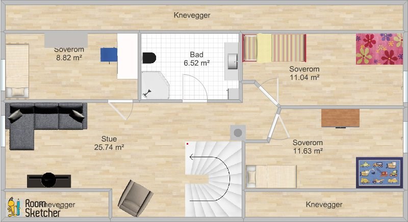 Bygge på en halv etg. på Hedalm hus fra 2008 - RoomSketcher Level Image.jpg - Mikaelberberg