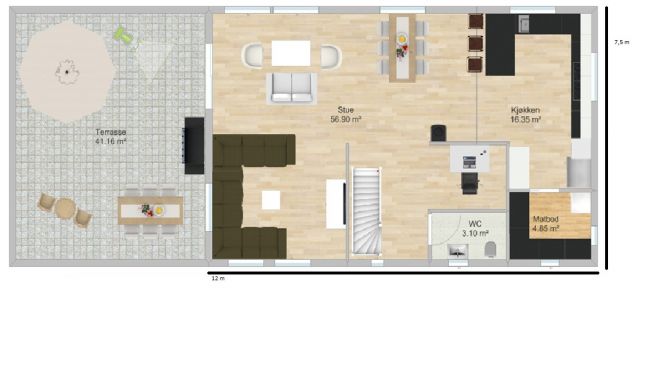 Egentegnet hus, planløsning - planløsning hovedplan.jpg - RDG