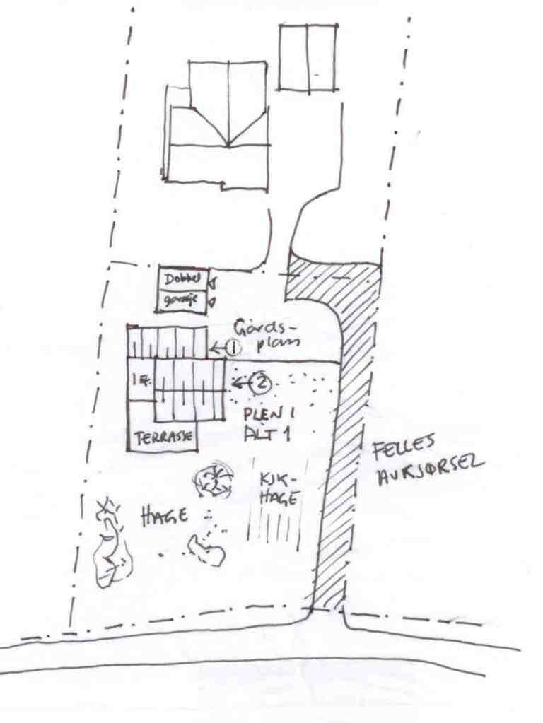 tella: Totalrenovering + påbygg = vårt prosjekt - skisse av tomteplan.jpg - tella