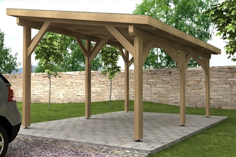 Bygge Carport; pris på materiale, skråtak (en retning) på bred carport, kompleksitet for en nybegynner osv. - Carport pulttak for 1 bil-3,2x5m.jpg - cstromme