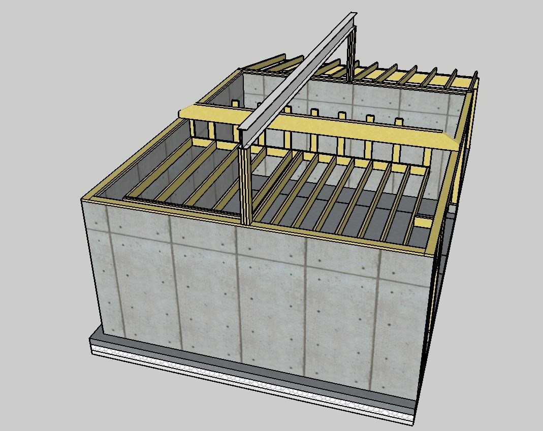 Planlegging av garasje med maks 50 m² BTA - Perspektiv bjelkelag.JPG - sibo