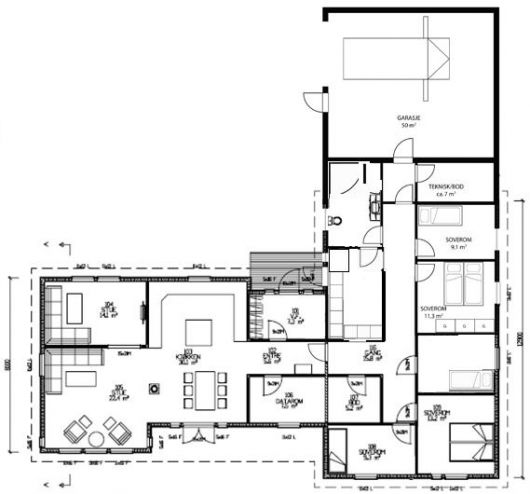 Hus på ett plan for familie på 6 - hus forsl.jpg - atvv