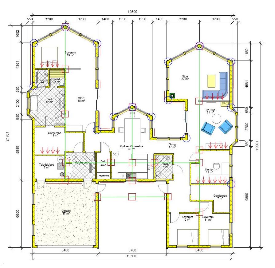 Plantegninger av hus på ett plan - Skisse lisneshaugen.JPG - Bidda