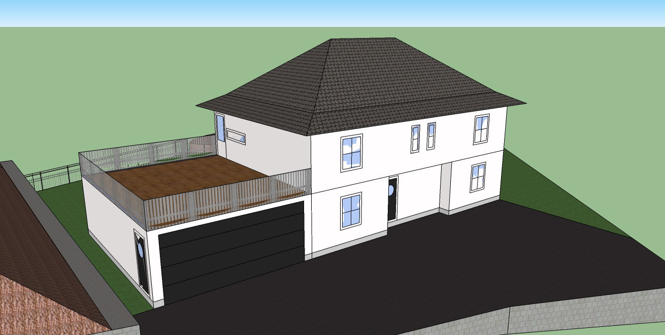 Bygger nytt hus med garasje i huset, flatt tak og terrasse på toppen - hus2.jpg - bjahal