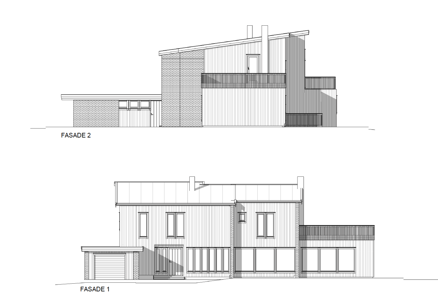 Påbygg 100m2. To løsninger. Tips og kommentar? - Løsning 1 fasade 2.png - Erick