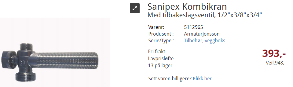 Sanipex kran (bytte) -  - kip