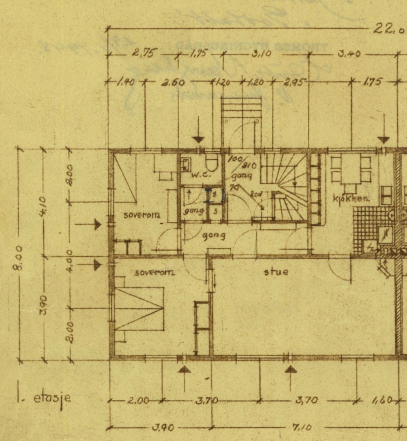 Tolking av opprinnelige plantegninger av hus fra 1950 - Plantegning 1. og 2. etasje.png - Aleksimo