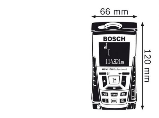 Bosch GLM 150 Professional Laser-avstandsmåler : Produkttest - Laser-avstandsmåler-GLM150Professional - mål.jpg - Logiman