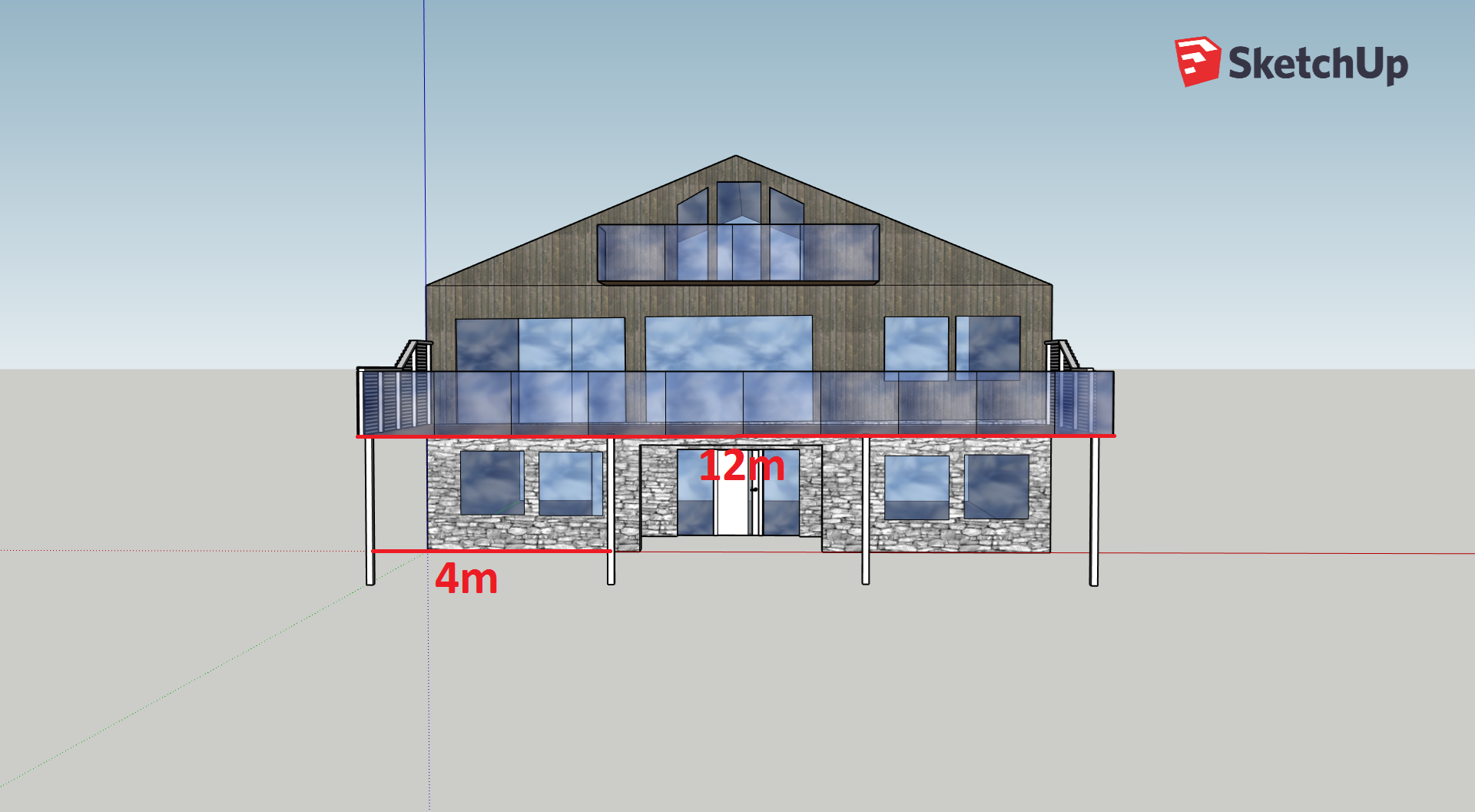 Bygge terrasse. 4m avstand mellom søyler, mulig? - Q:\4. Prosess\5. Lab\Ben\Privat\Terrasse 2.png - benebni89