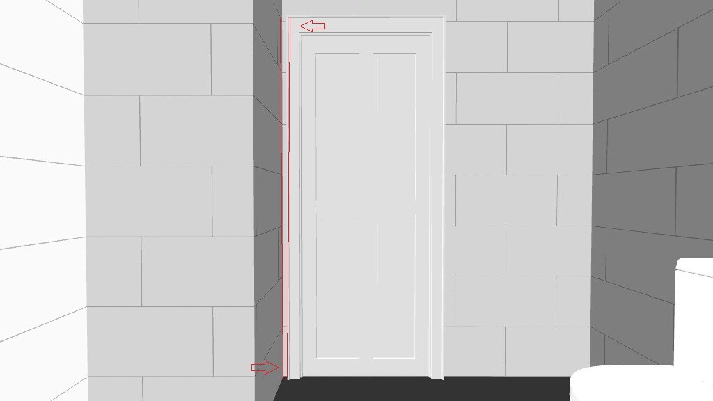 Forehåndsbefaring avviksrapport - Bad - helning mellom dørlist og vegg med tegning.jpg - Anonym