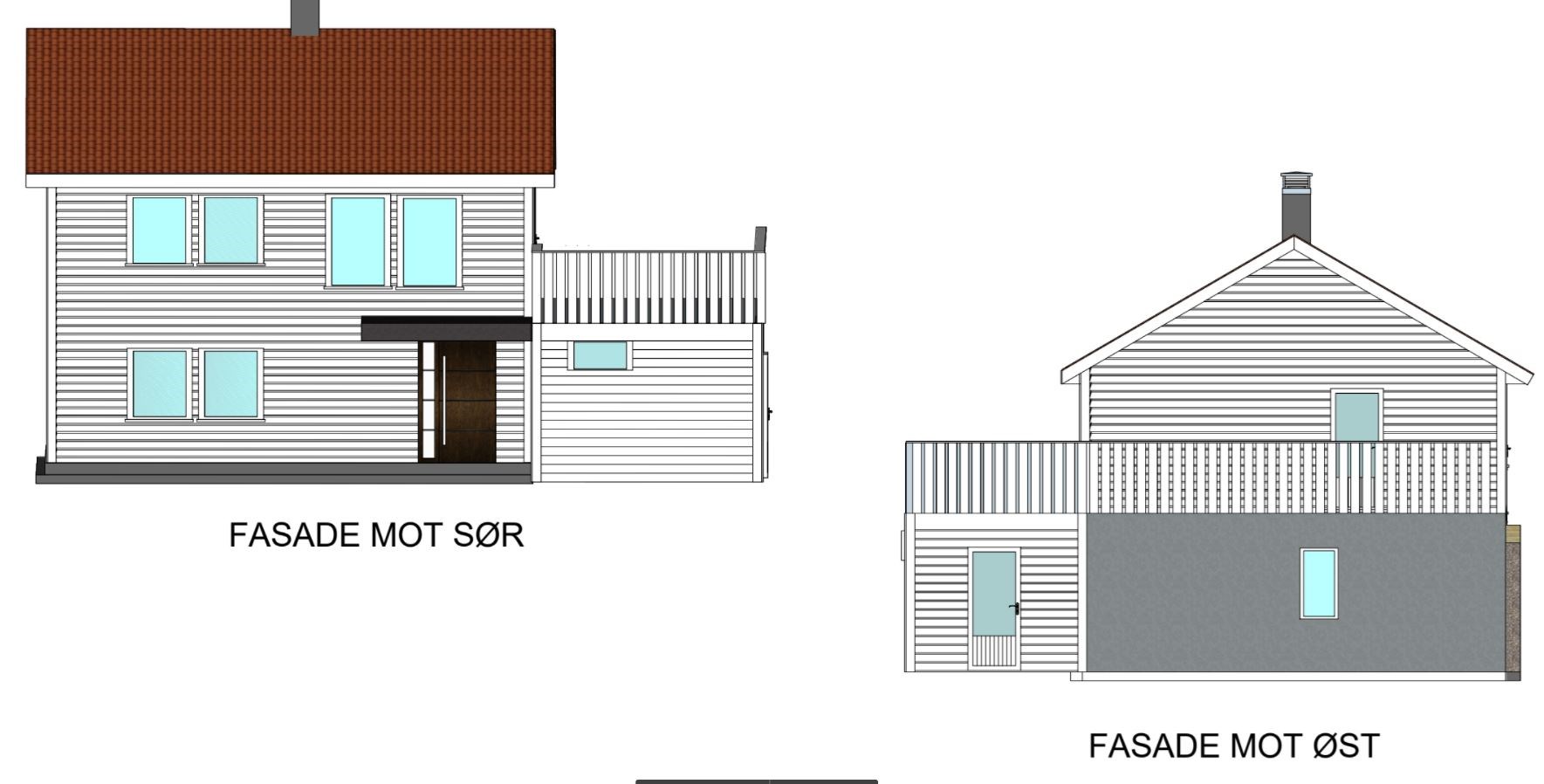 Tilbygg med terrasse over oppvarmet bygning - Tak og konstruksjon - trenger innspill - Ny fasade.JPG - Papir