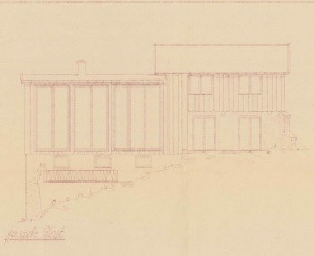 Tidsreise til 1958; eneboligkjøp med håp om retur til fremtiden - Fasadeforslag vest 1.jpg - SnilleMikke