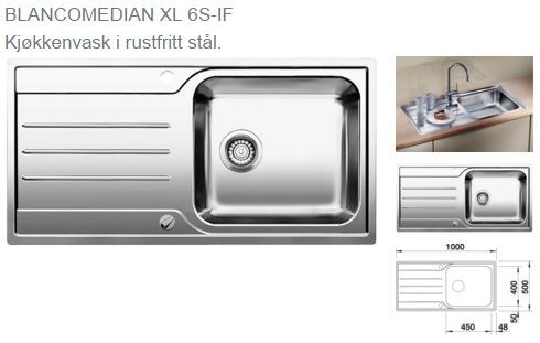 Kjøkkenvask - nedfelt, underlimt eller planlimt - Blanco XL 6S-IF.JPG - Rajliv