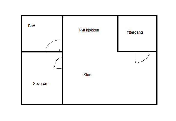 Fra ettroms til toroms med åpen kjøkkenløsning - hybel - Hybel2.png - dagdrømmern